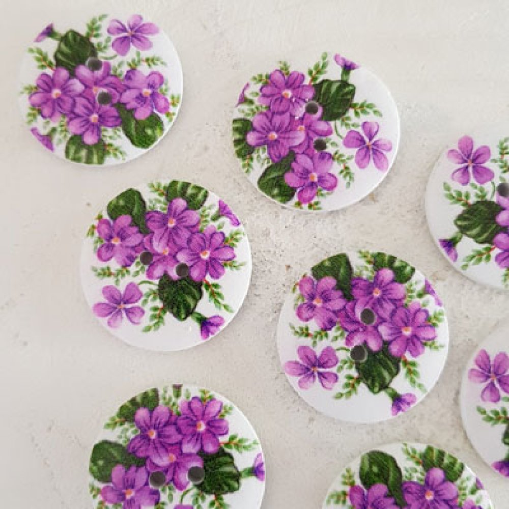 Flores de madeira com maçaneta 30 mm N°07 x 10 peças