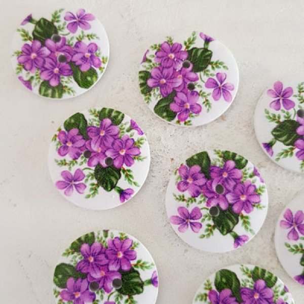 Flores de madeira com ma&ccedil;aneta 30 mm N&deg;07 x 10 pe&ccedil;as