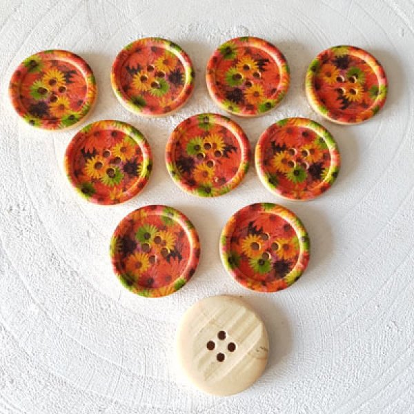 Flores de madeira com ma&ccedil;aneta 30 mm N&deg;09 x 10 pe&ccedil;as