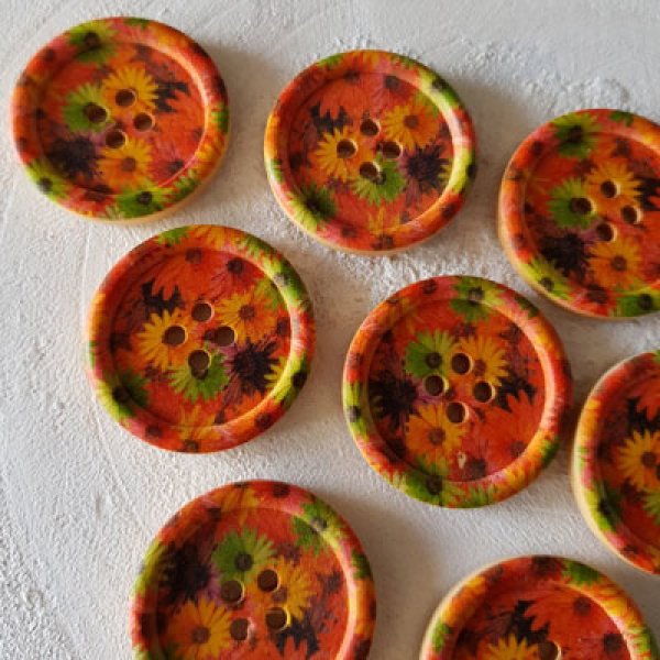 Flores de madeira com ma&ccedil;aneta 30 mm N&deg;09 x 10 pe&ccedil;as