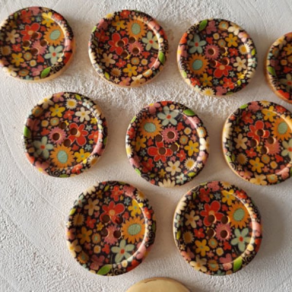 Flores de madeira com ma&ccedil;aneta 30 mm N&deg;12 x 10 pe&ccedil;as