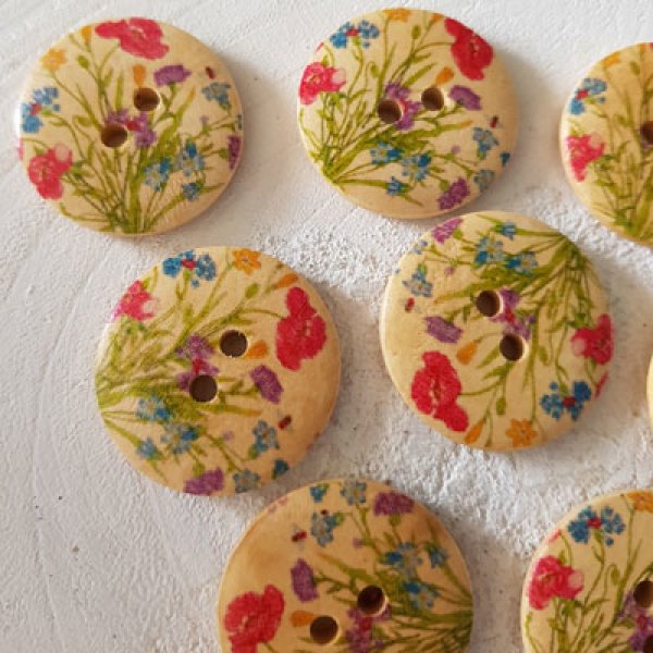 Flores de madeira com ma&ccedil;aneta 30 mm N&deg;13 x 10 pe&ccedil;as