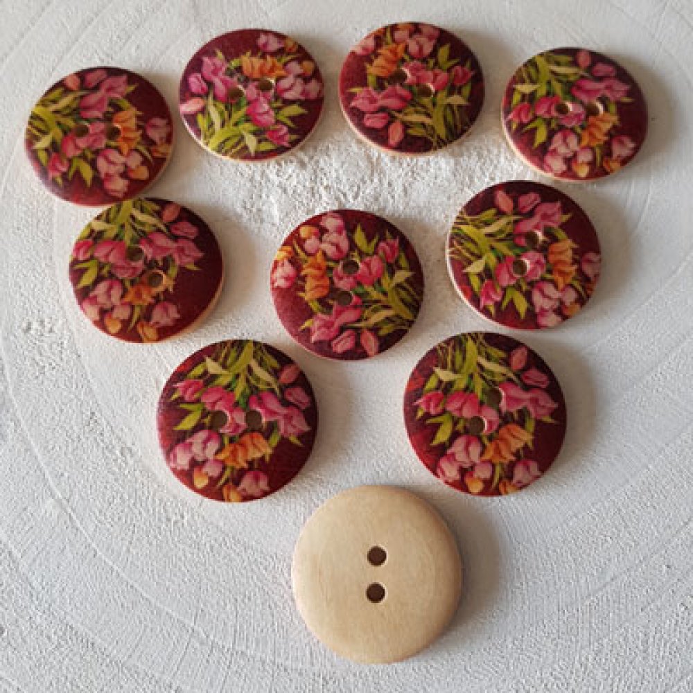 Flores de madeira com maçaneta 30 mm N°14 x 10 peças