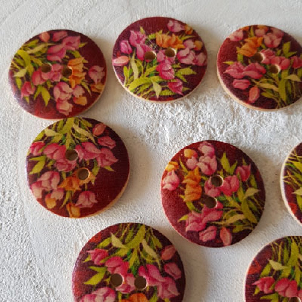 Flores de madeira com maçaneta 30 mm N°14 x 10 peças