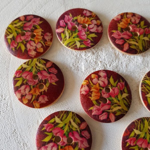 Flores de madeira com ma&ccedil;aneta 30 mm N&deg;14 x 10 pe&ccedil;as