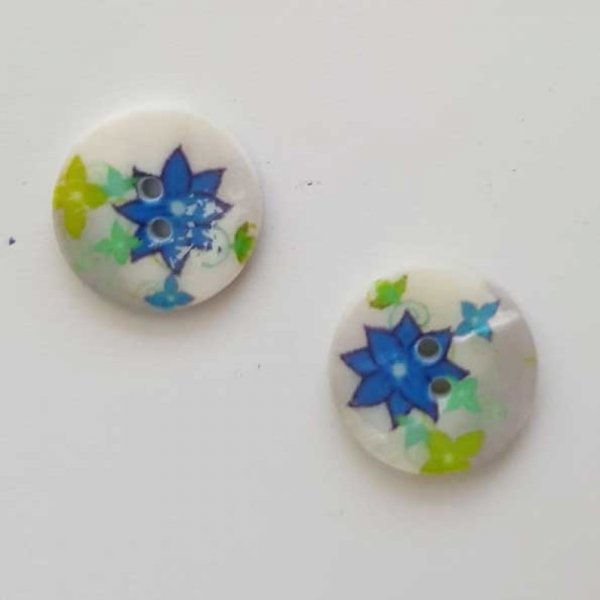 Bouton fantaisie Rond &agrave; fleurs 18 mm N&deg;03