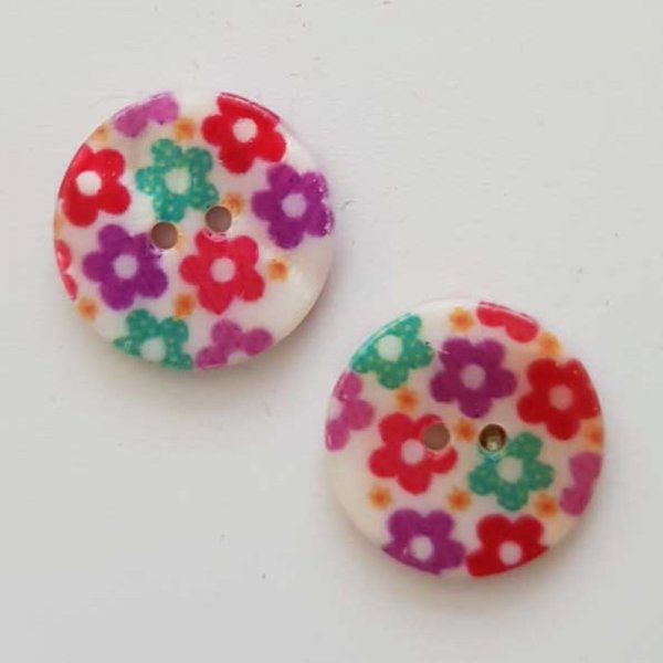 Bouton fantaisie Rond &agrave; fleurs 18 mm N&deg;05