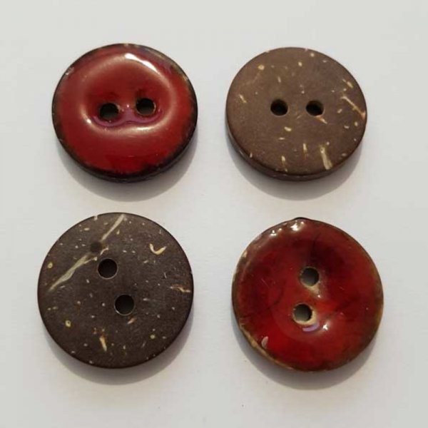 Boutons 20mm &agrave; deux trous ronds en noix de coco N&deg;02