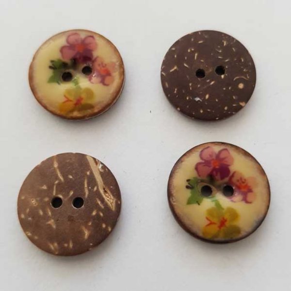 Boutons 20mm &agrave; deux trous ronds en noix de coco N&deg;32