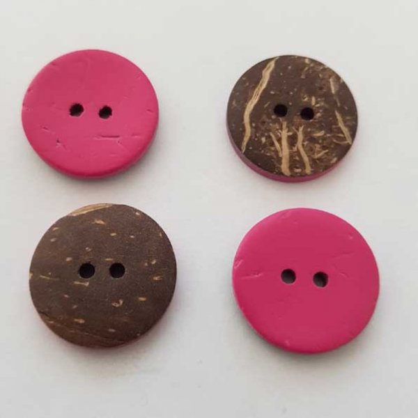 Boutons 23mm &agrave; deux trous ronds en noix de coco N&deg;17