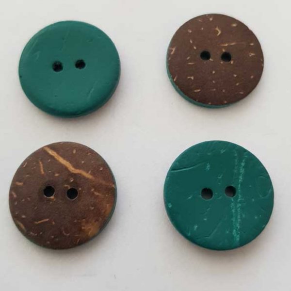 Boutons 23mm &agrave; deux trous ronds en noix de coco N&deg;25