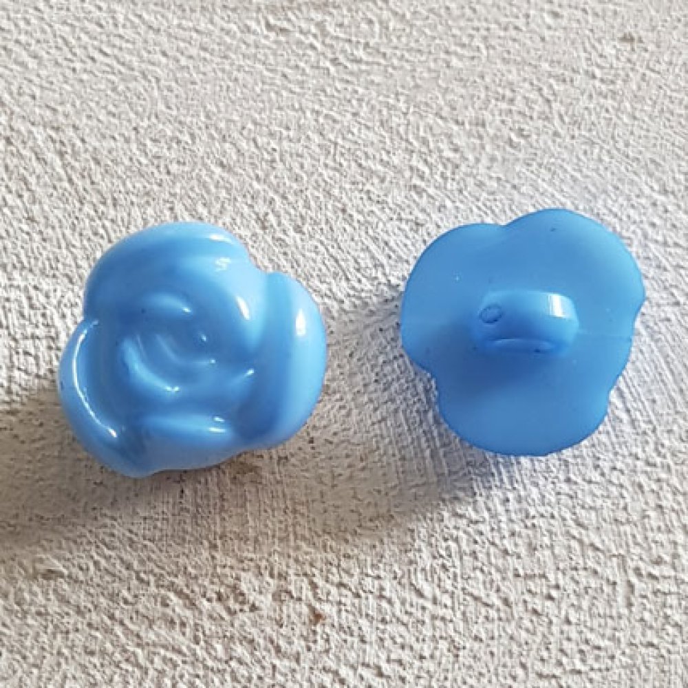 Botão fantasia, crianças, bebés Padrão floral n.º 01-06 Azul médio