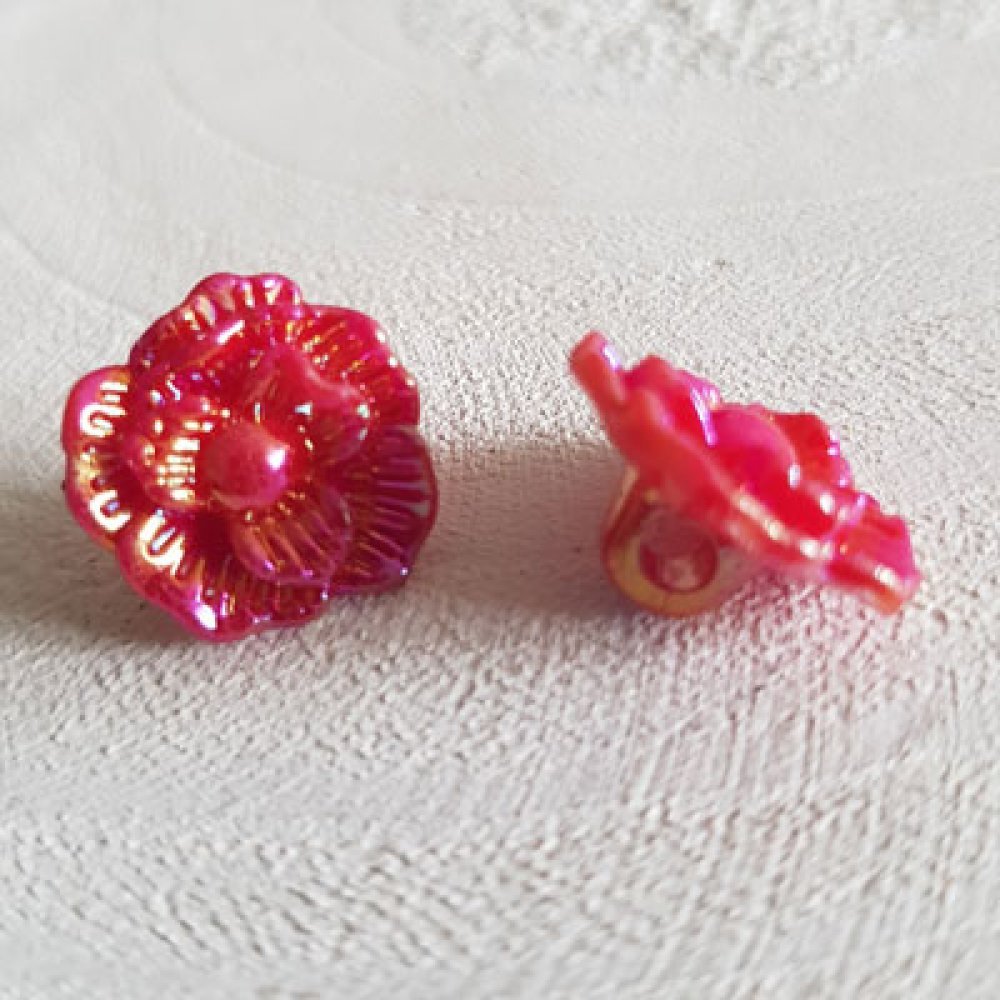 Botões de fantasia para crianças e bebés Desenho de flores N°02-03 Vermelho