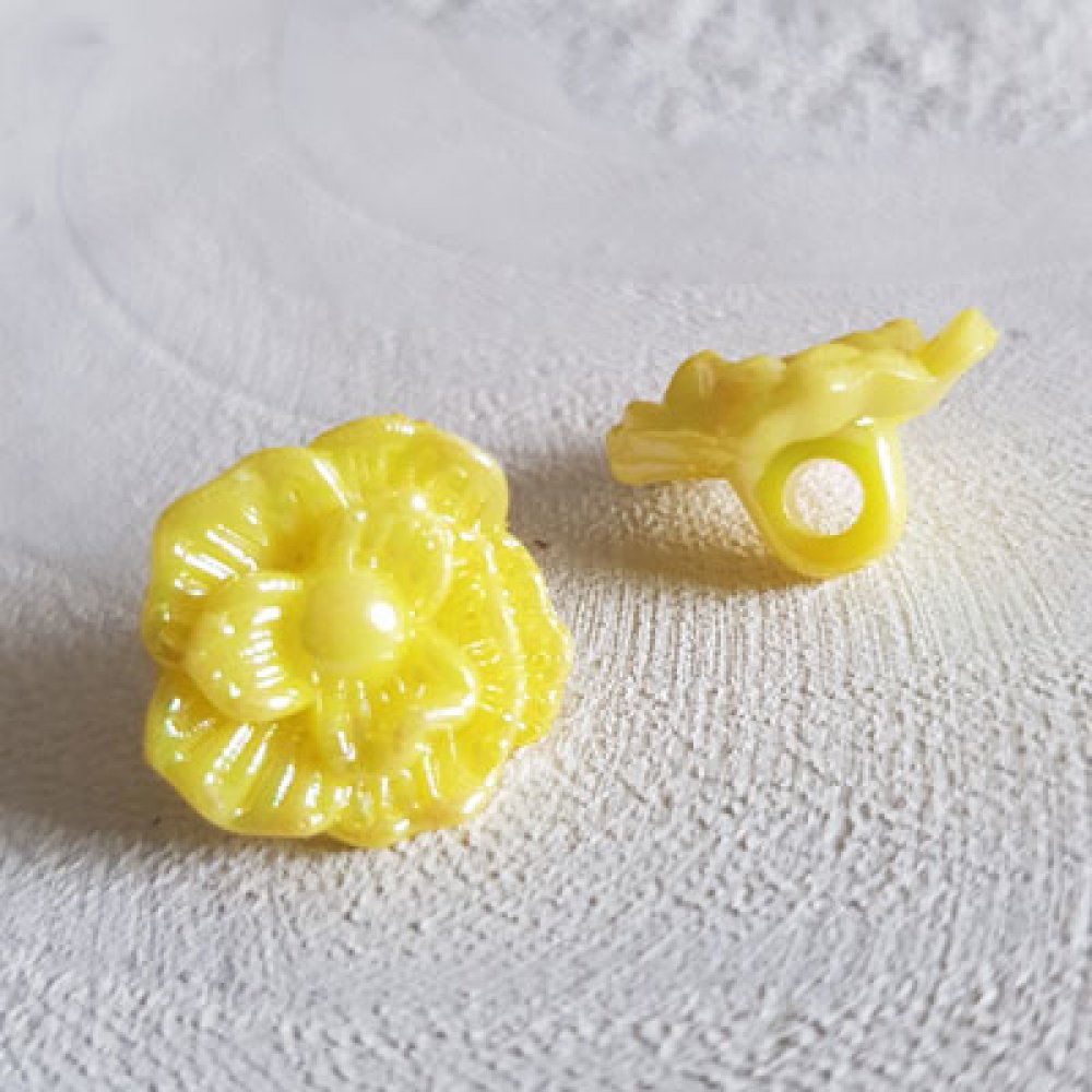 Botões de fantasia para crianças e bebés Desenho de flores N°02-07 Amarelo