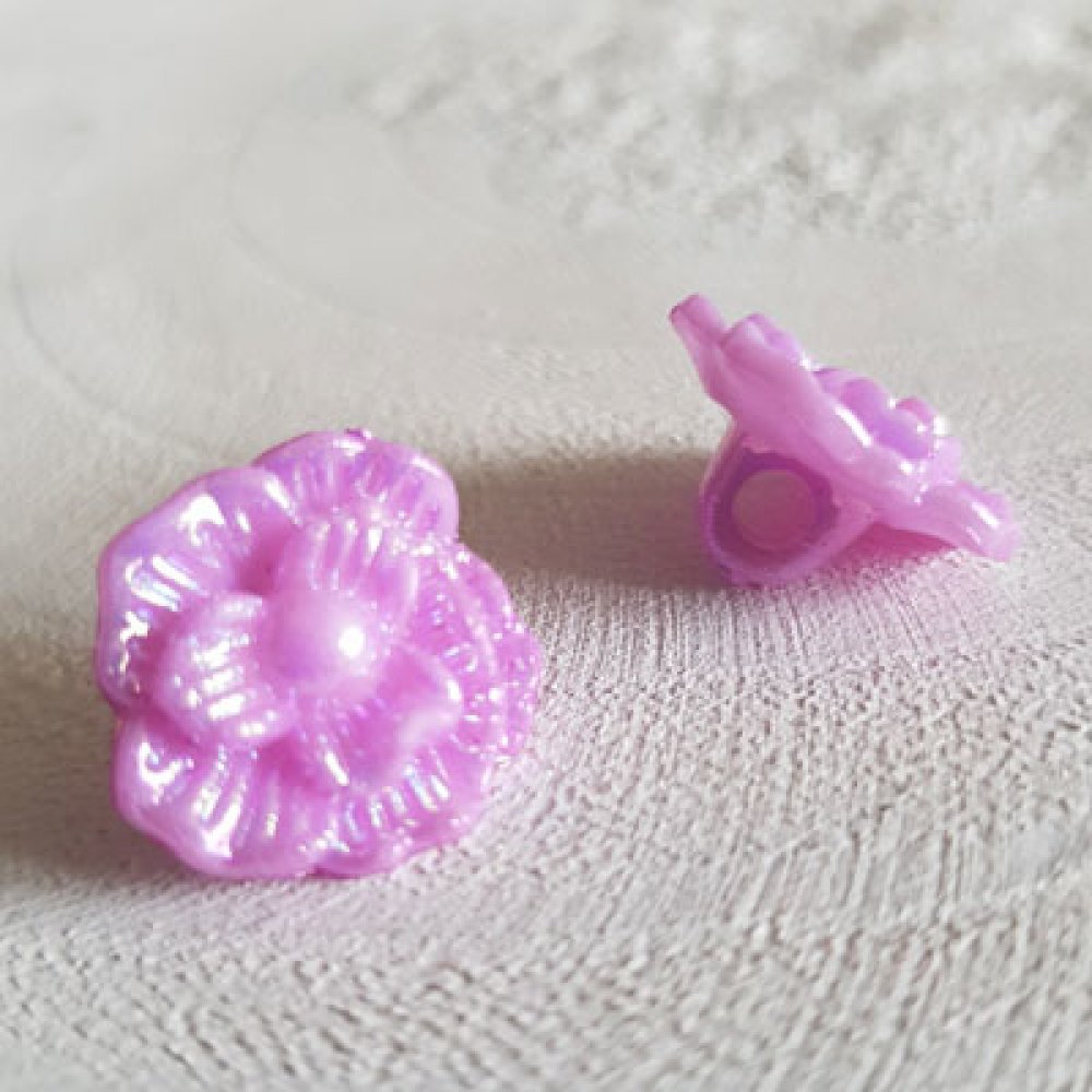Botões de fantasia para crianças e bebés Desenho de flores n.º 02-08 Roxo