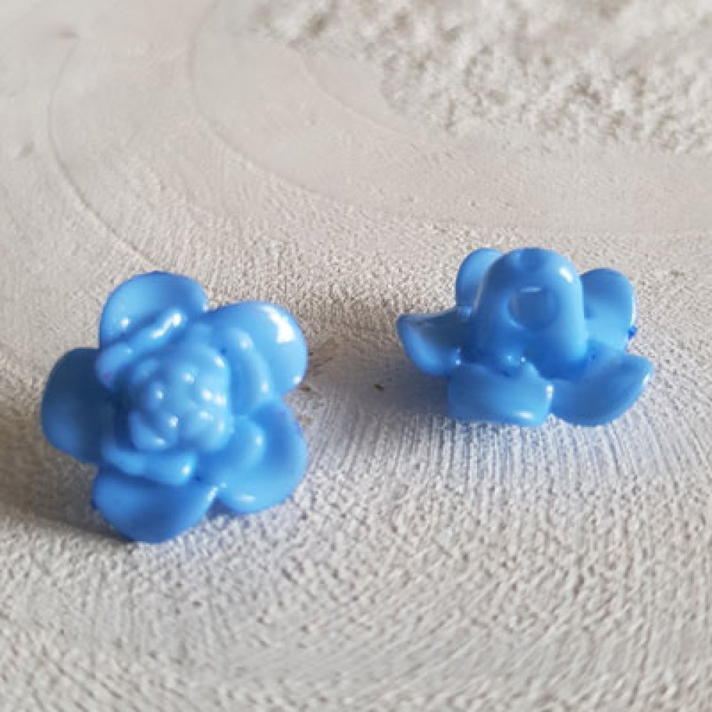 Botões de fantasia para crianças e bebés Desenho de flores N°03-01 Azul