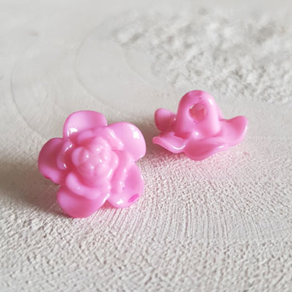 Botões de fantasia para crianças e bebés Desenho de flores N°03-06 Rosa
