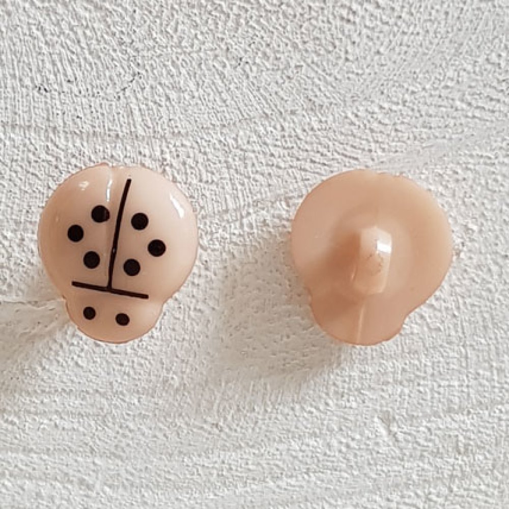 Botões de fantasia, crianças, bebés Padrão Joaninha N°01-02 Bege