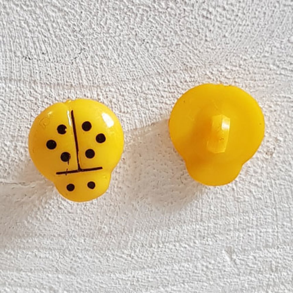 Botões de fantasia para crianças e bebés Padrão joaninha N°01-03 Amarelo escuro