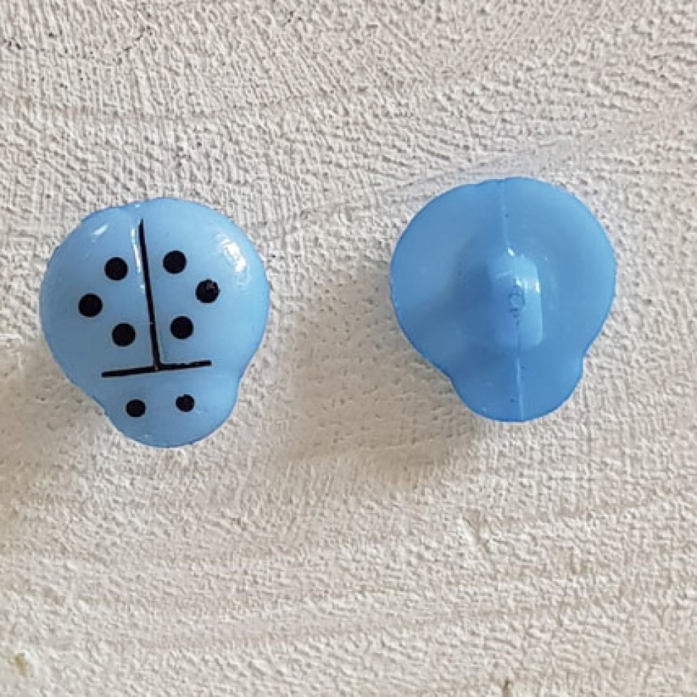 Botões de fantasia, crianças, bebés Padrão joaninha N°01-12 Azul celeste