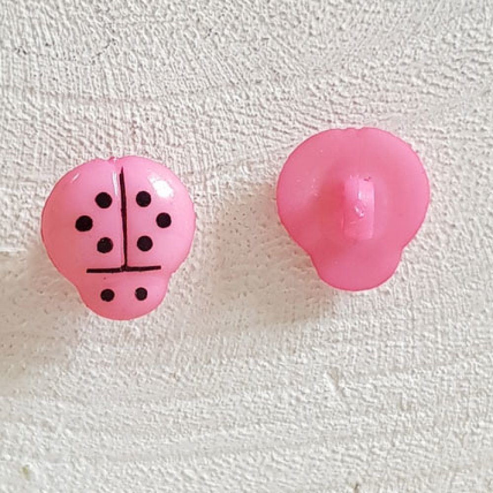 Botões de fantasia, crianças, bebés Padrão joaninha N°01-13 Rosa
