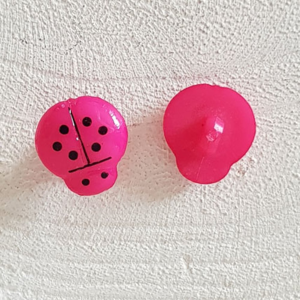 Botões de fantasia, crianças, bebés Padrão Joaninha N°01-14 Fushia 