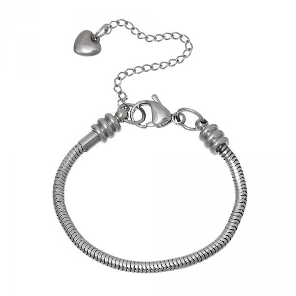Bracelet Acier Inoxydable N&deg;05-02 Argent Fermoir Mousqueton 17 cm