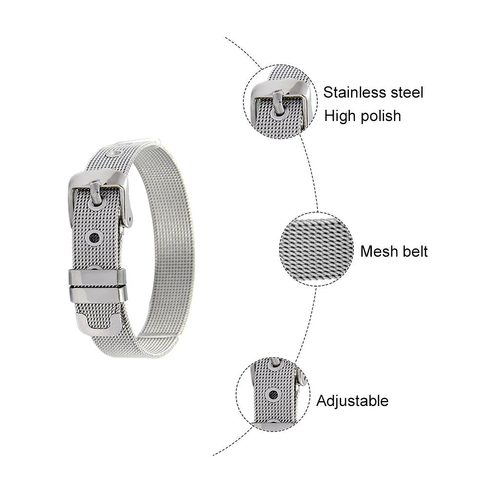 Pulseira de aço inoxidável 10 mm Prata