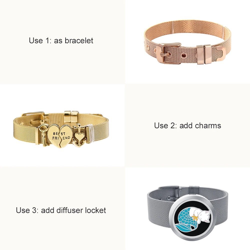 Pulseira de aço inoxidável 10 mm Prata