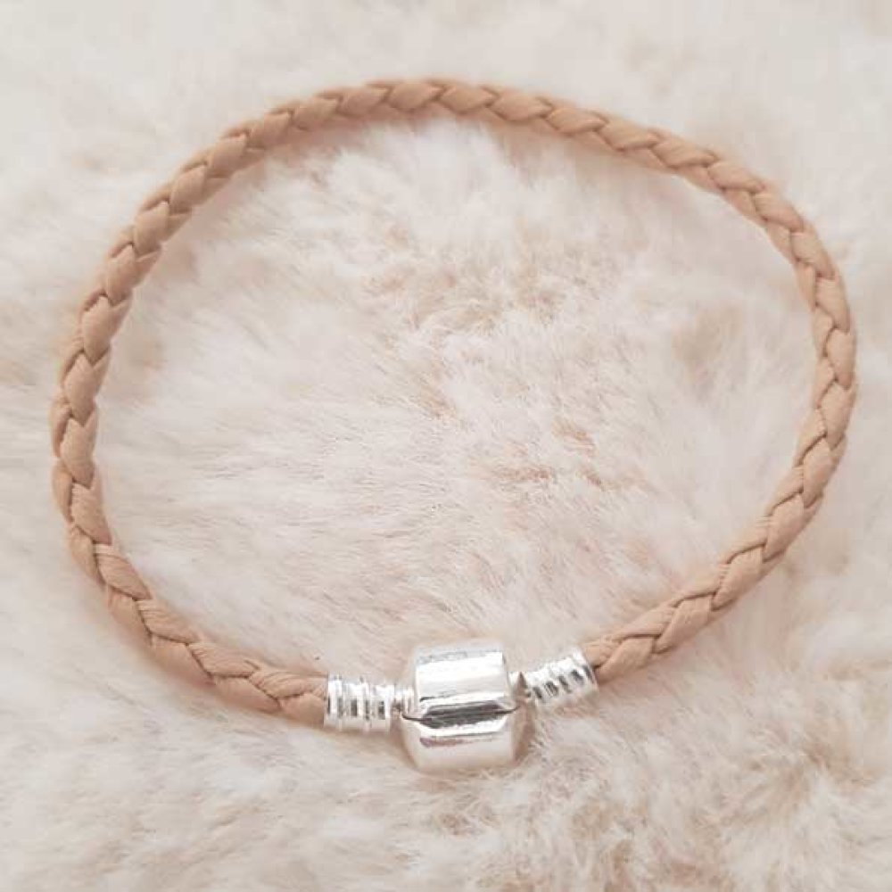 Pulseira de clipe europeia Plain 01 DE 15 A 23 CM Bege
