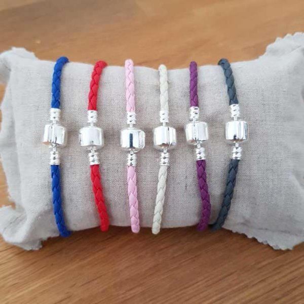 Pulseira de clipe europeia Plain 01 DE 15 A 23 CM Bege