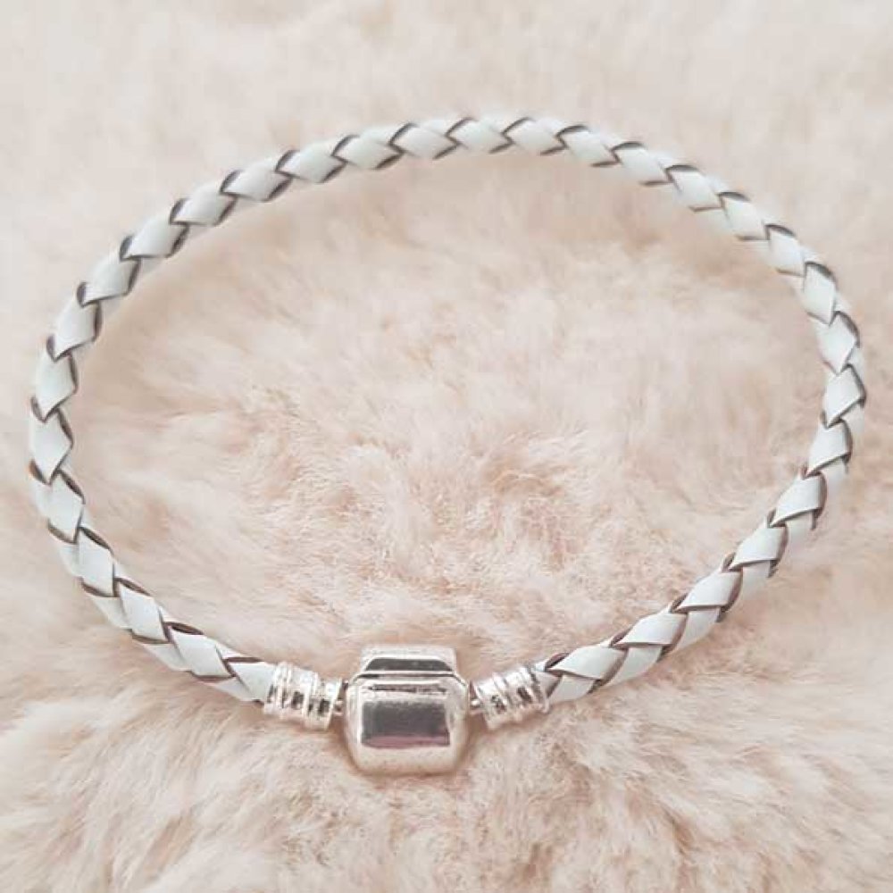 Pulseira de clipe europeu Plain 01 DE 15 A 23 CM Branco