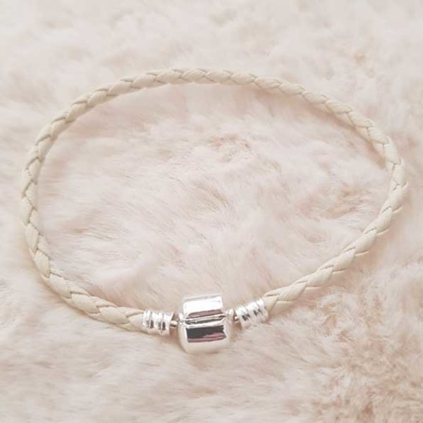 Pulseira de clipe europeia Plain 01 DE 15 A 23 CM Marfim