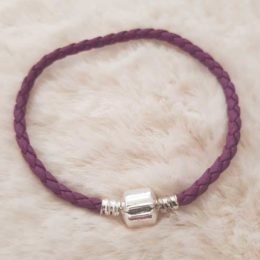 Pulseira europeia de clipe entrançado Plain 01 DE 15 A 23 CM Roxo