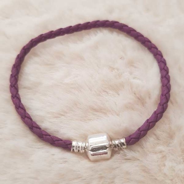 Pulseira europeia de clipe entran&ccedil;ado Plain 01 DE 15 A 23 CM Roxo
