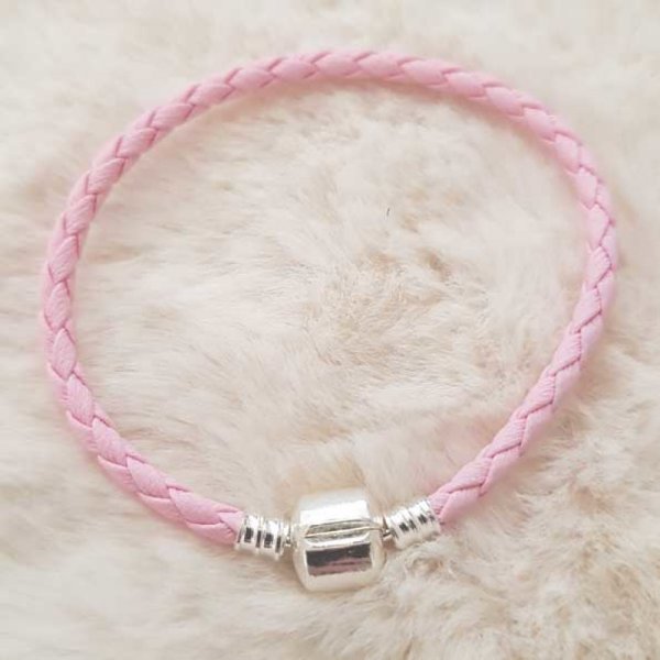 Pulseira europeia de clipe entran&ccedil;ado 01 DE 15 A 23 CM Rosa