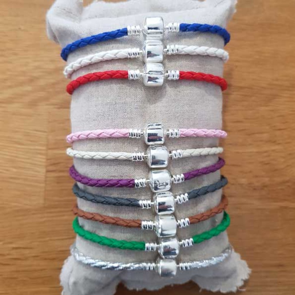 Pulseira europeia de clipe entrançado simples 02 DE 15 A 23 CM Verde