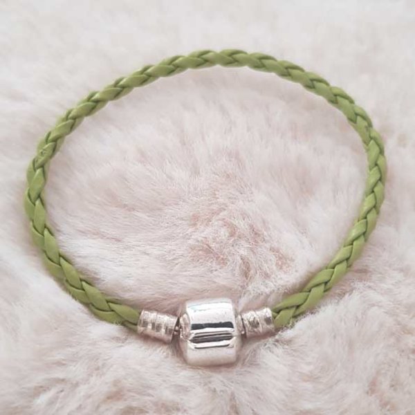 Pulseira europeia de clipe entran&ccedil;ado simples 02 DE 15 A 23 CM Verde