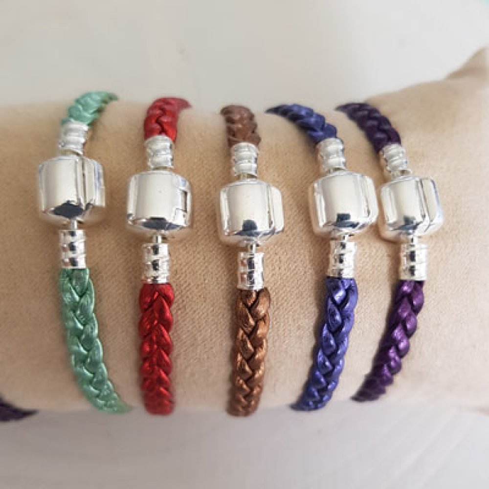 Pulseira europeia de clipe entrançado simples 03 DE 15 A 23 CM Antic