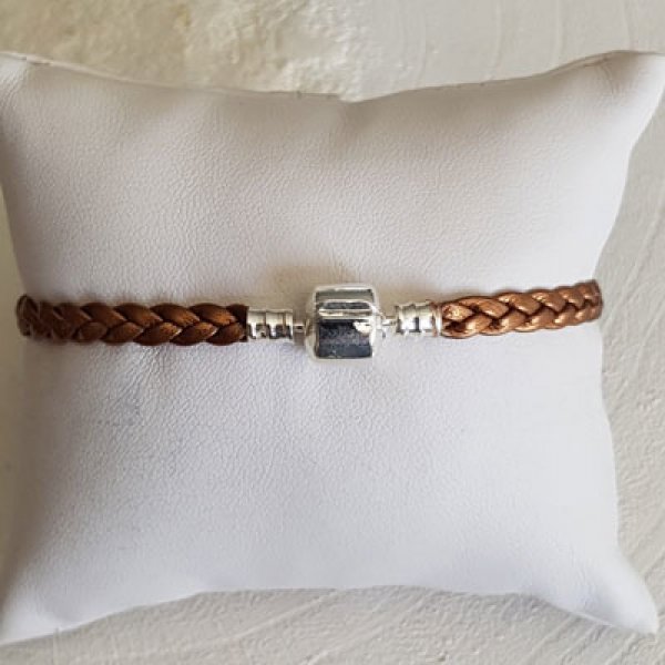 Pulseira europeia de clipe entran&ccedil;ado simples 03 DE 15 A 23 CM Antic