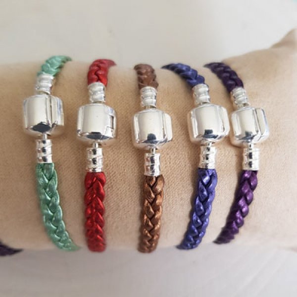 Pulseira europeia de clipe entran&ccedil;ado simples 03 DE 15 A 23 CM Glicine