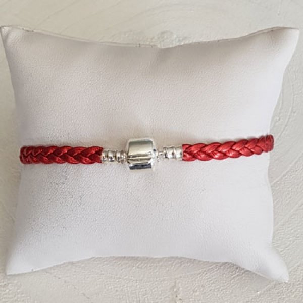 Pulseira europeia de clipe entran&ccedil;ado 03 DE 15 A 23 CM Vermelho