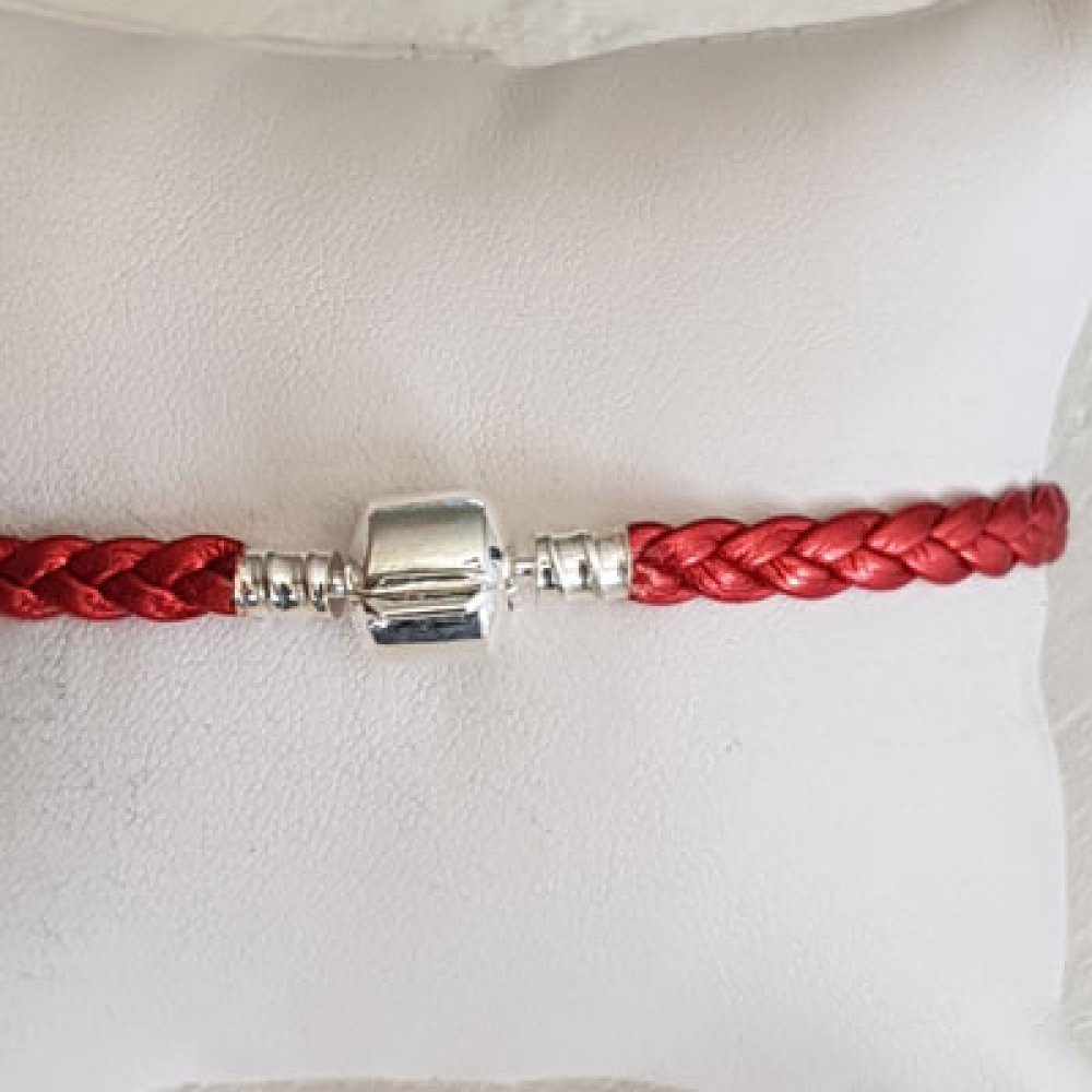 Pulseira europeia de clipe entrançado 03 DE 15 A 23 CM Vermelho
