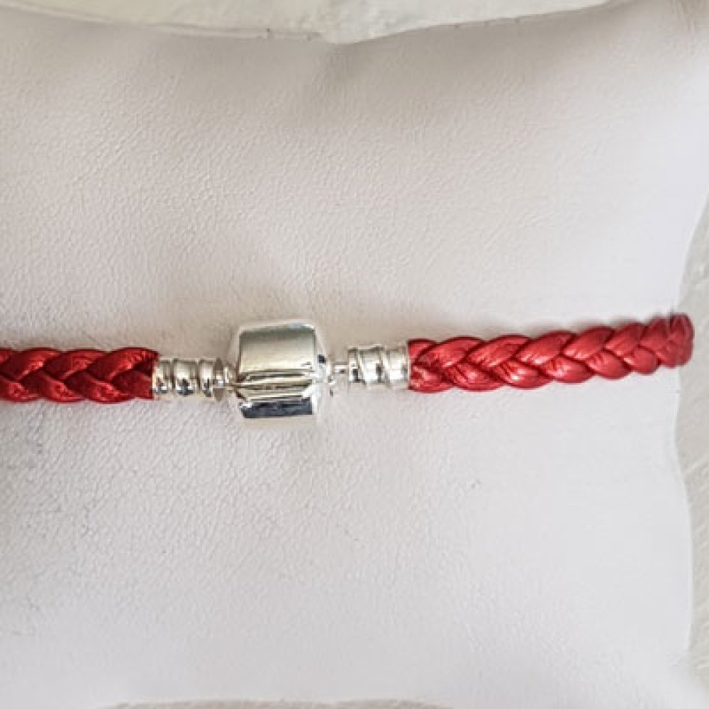 Pulseira europeia de clipe entrançado 03 DE 15 A 23 CM Vermelho