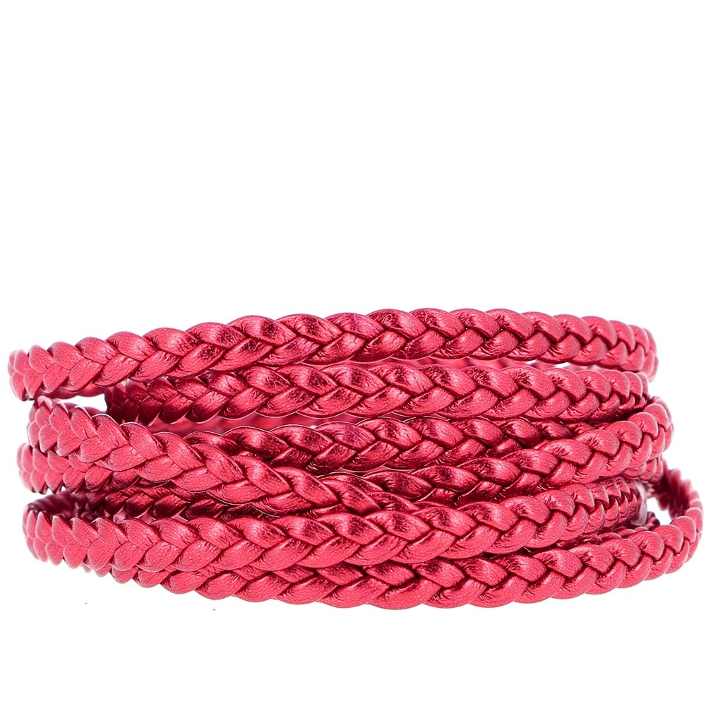 Pulseira europeia de clipe entrançado 03 DE 15 A 23 CM Vermelho