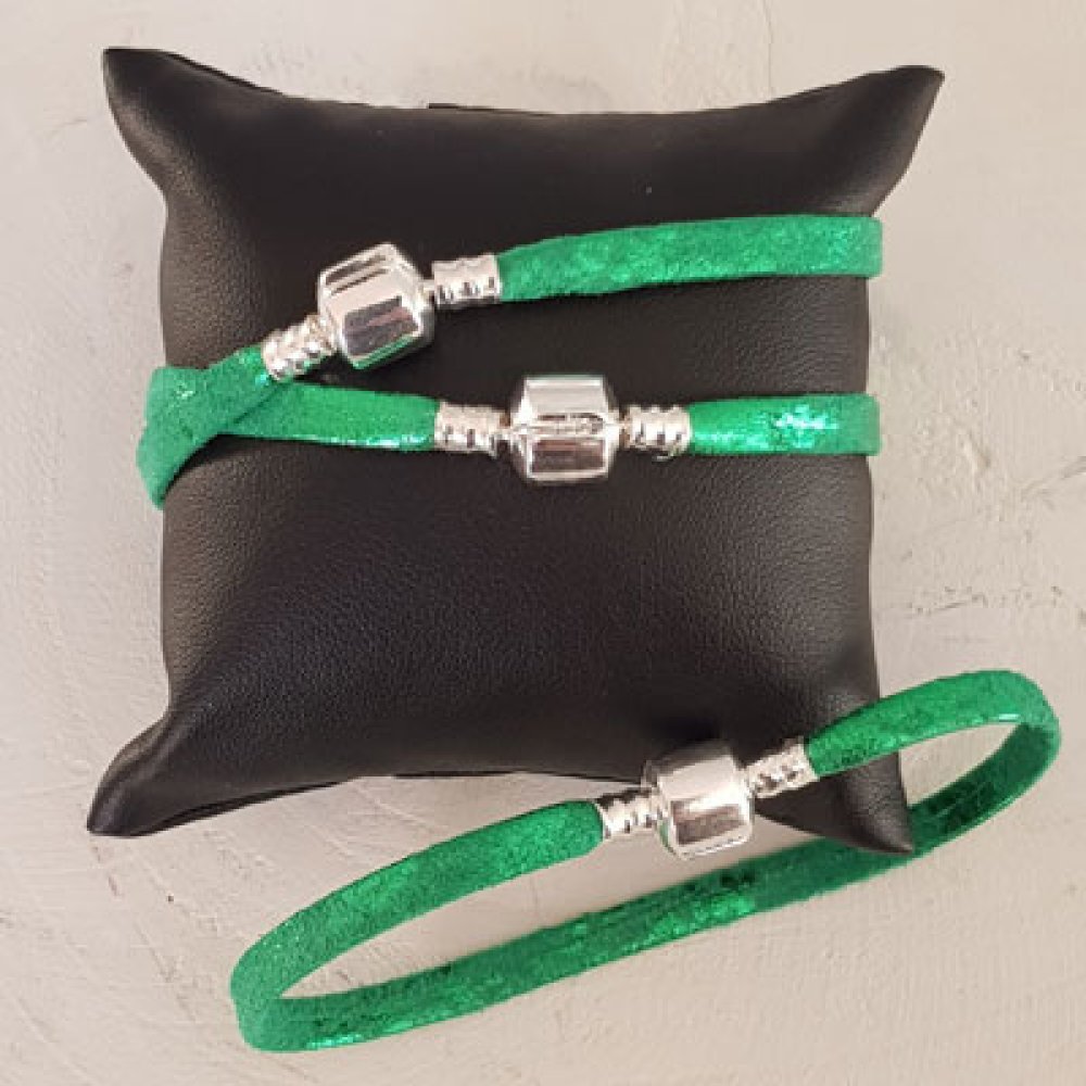 Pulseira europeia de clipe liso Uni 04 DE 15 A 23 CM Lamé