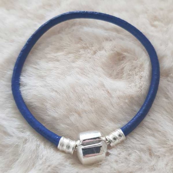 Pulseira de clipe europeu Plain 01 DE 15 A 23 CM Azul