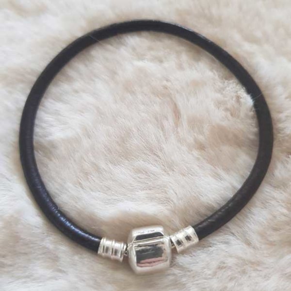 Pulseira de presilha europeia Plain 01 DE 15 A 23 CM castanho-escuro