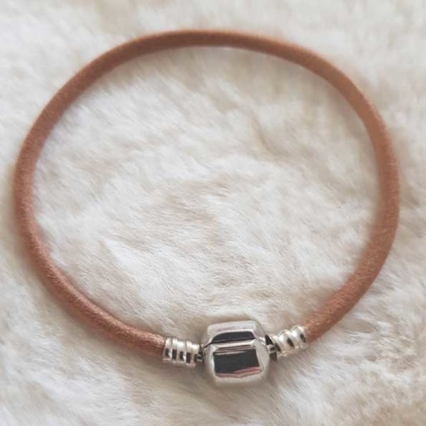 Pulseira de clipe europeu Plain 01 DE 15 A 23 CM Natural