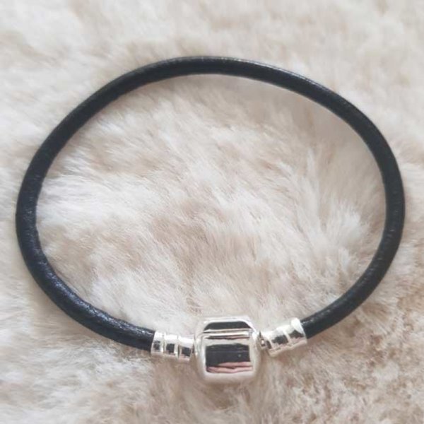 Pulseira de clipe europeu Plain 01 DE 15 A 23 CM Preto